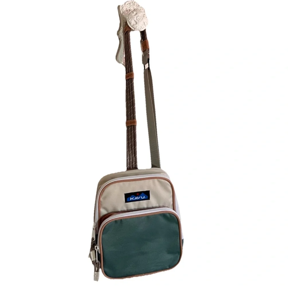 Kavu Green Cream and Brown Crossbody Sling Pack